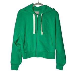NA XXXX ???? Track Organic Cotton Hoodie Top Full Zip in Bright Jade Green